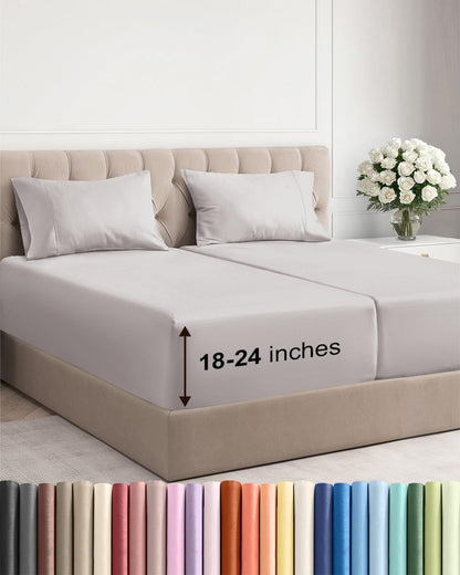 Extra Deep King Sheet Set - 4 Piece Breathable & Cooling - Antique White