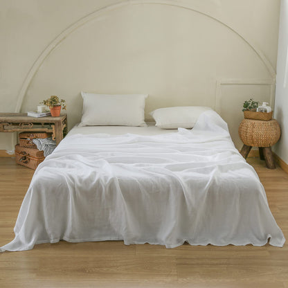Simple&Opulence French Linen Flat Sheet with Embroidered Border-100% Stone Washed Flax Bedding,King Size(108''x102'') Ultra Soft,Breathable Flat Top Sheet-1 Piece Bed Flat Sheet Only(Linen)