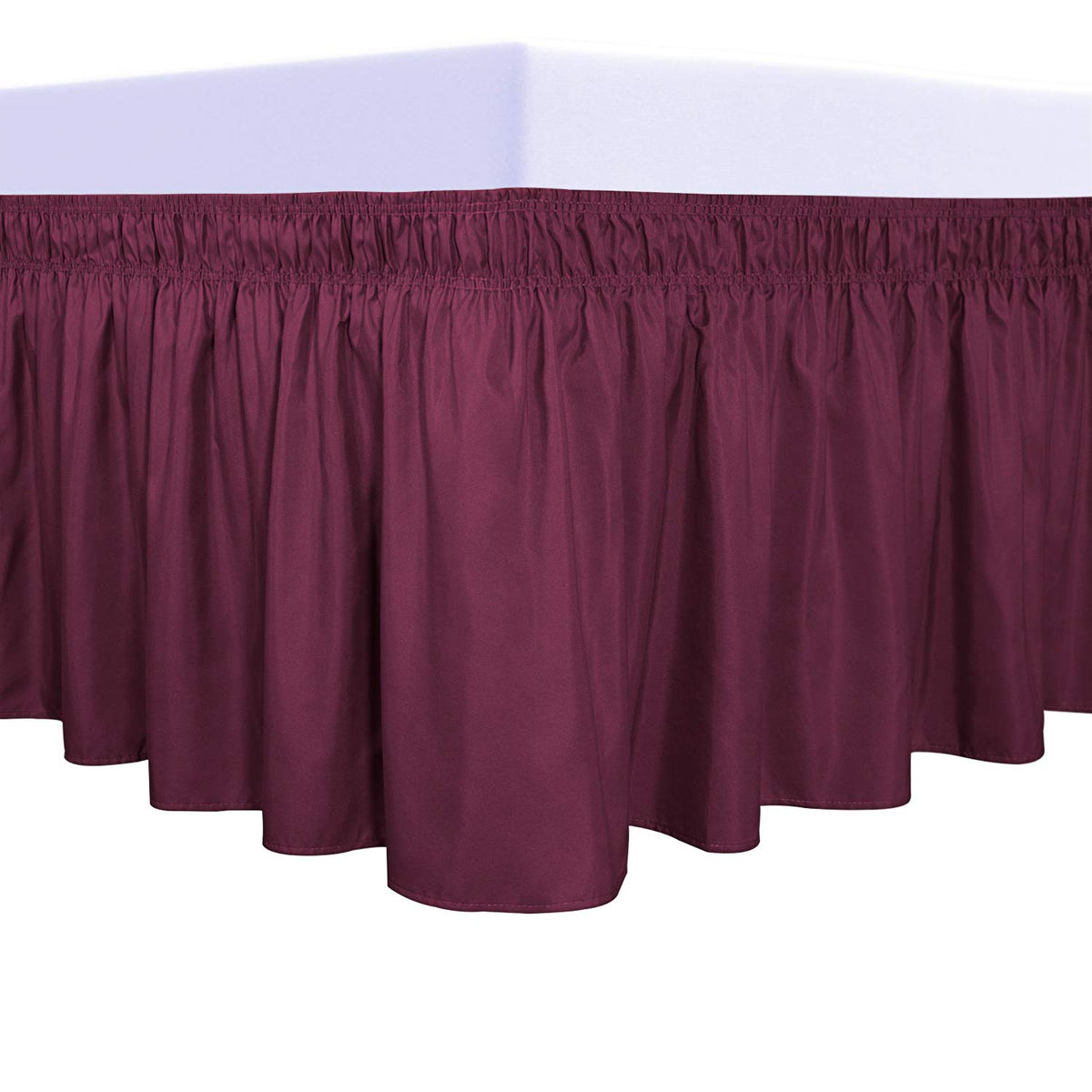 PureFit Wrap Around Ruffled Bed Skirt, White, Queen/King - 18" Drop