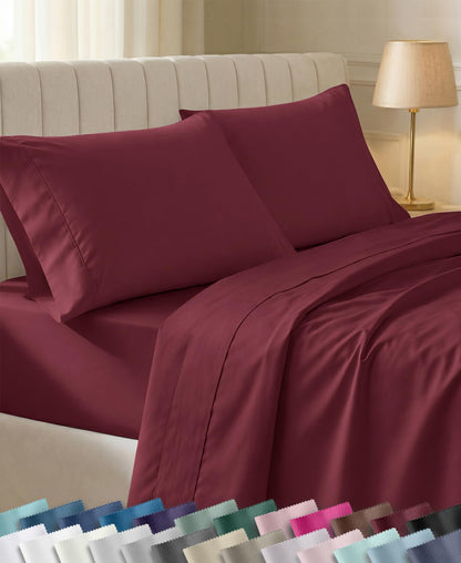 California Design Den Soft 100% Cotton Sateen Queen Bed Sheets Set, White