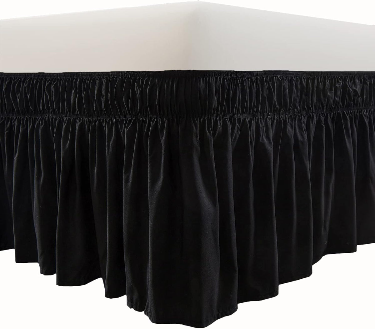 MEILA Wrap Around Elastic Bed Skirt for Queen & King Beds, 16" Drop, Beige