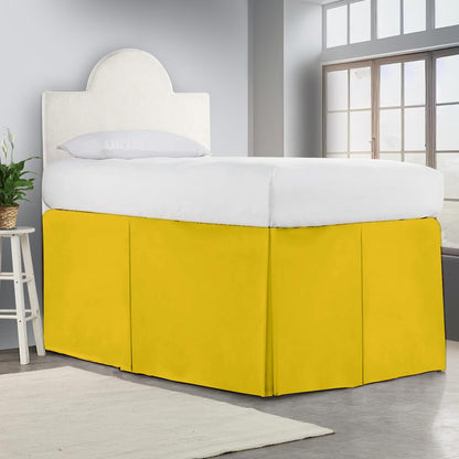 Crown Collection Full XL 32" Inch Drop Long Dorm Bed Skirt, Split Corner & Box Plated College Dorm Room Bed Skirts, Split Corner, Easy Care, No Wrinkle Microfiber Bed Skirt