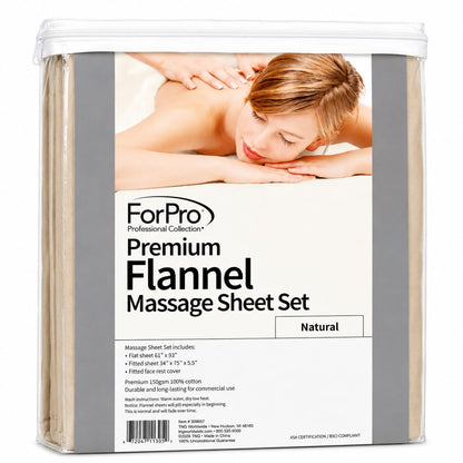 ForPro Premium Flannel 3-Piece Massage Sheet Set, Natural