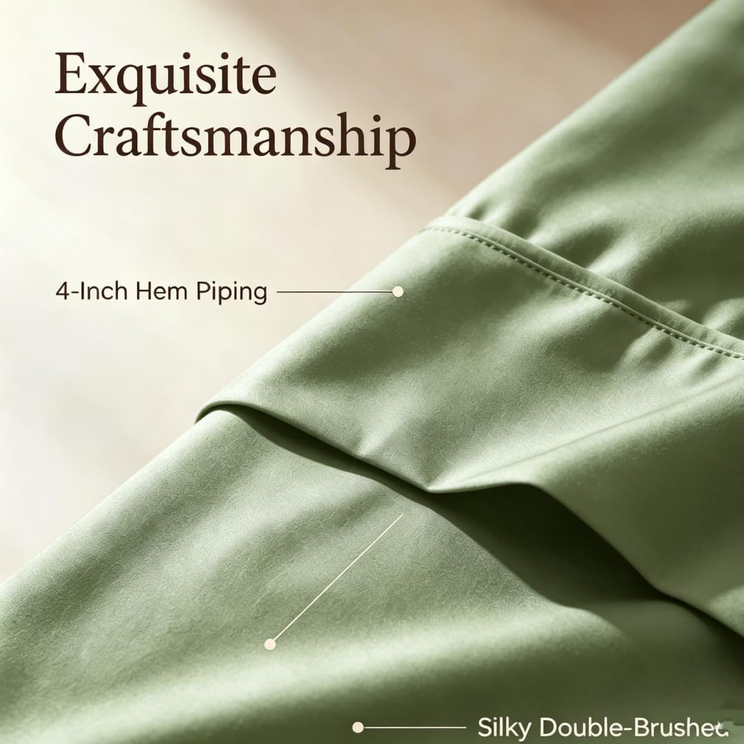 Flat Sheet-Premium Hotel 1-Piece Top Sheet, Luxury and Soft Quality Bedding Flat Sheet, Wrinkle-Free, Stain-Resistant (Sage Green, Queen)