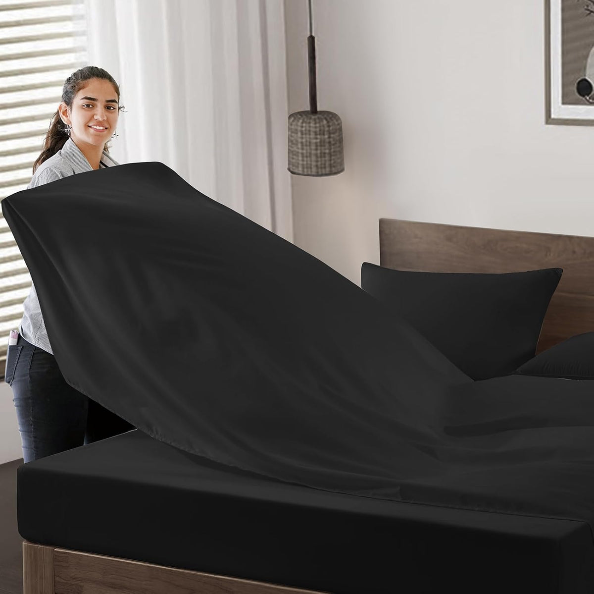 Maple&Stone Twin Flat Sheets Only Bulk Pack of 6 Wholesale Bedding Black
