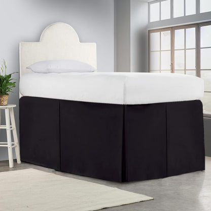 Crown Collection Full XL 32" Inch Drop Long Dorm Bed Skirt, Split Corner & Box Plated College Dorm Room Bed Skirts, Split Corner, Easy Care, No Wrinkle Microfiber Bed Skirt