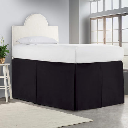 Crown Collection Full XL 32" Inch Drop Long Dorm Bed Skirt, Split Corner & Box Plated College Dorm Room Bed Skirts, Split Corner, Easy Care, No Wrinkle Microfiber Bed Skirt