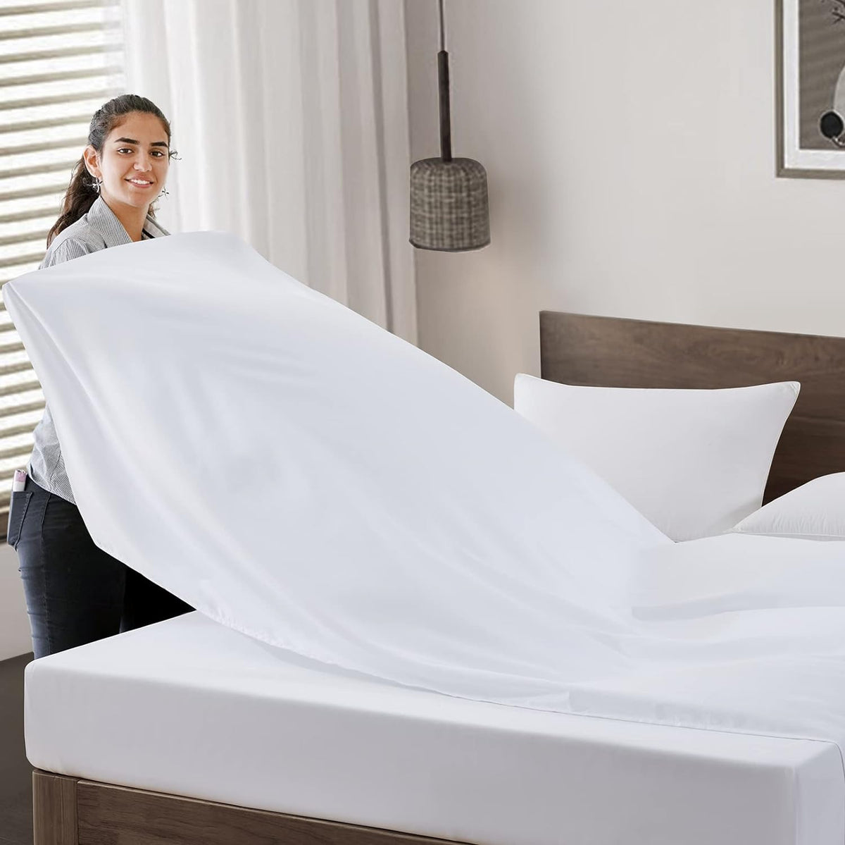 Maple&Stone Twin Flat Sheets Only Bulk Pack of 6 Wholesale Bedding White