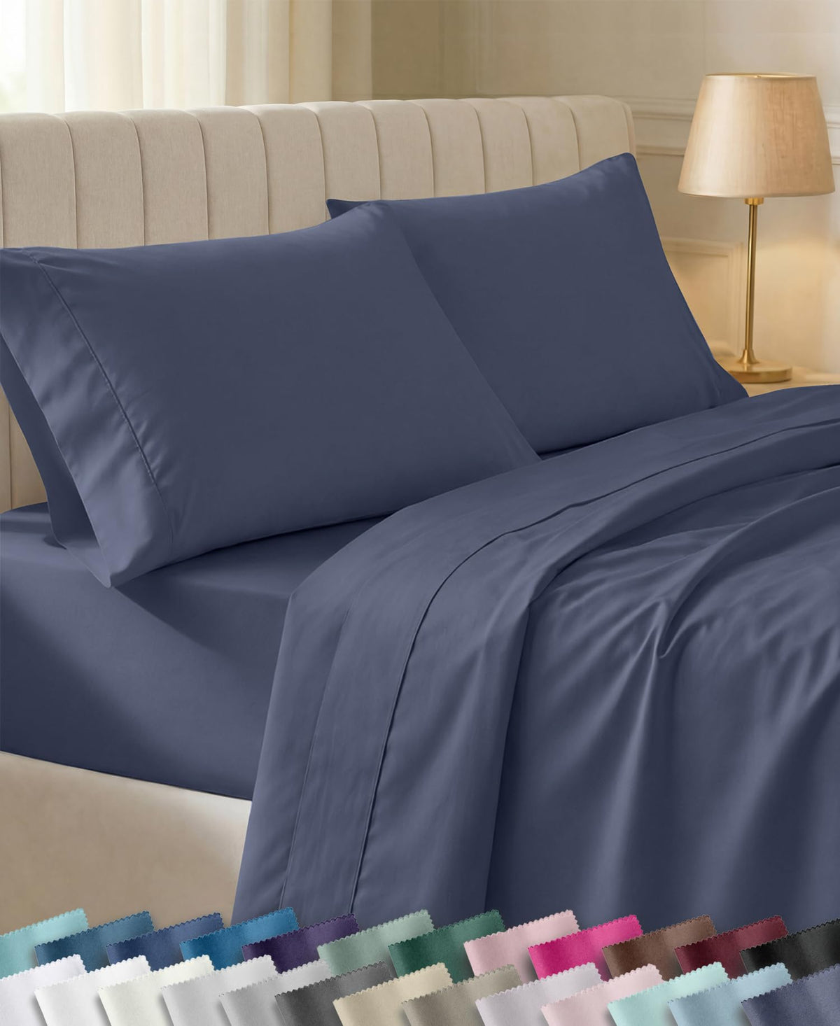 California Design Den Soft 100% Cotton Sateen Queen Bed Sheets Set, White
