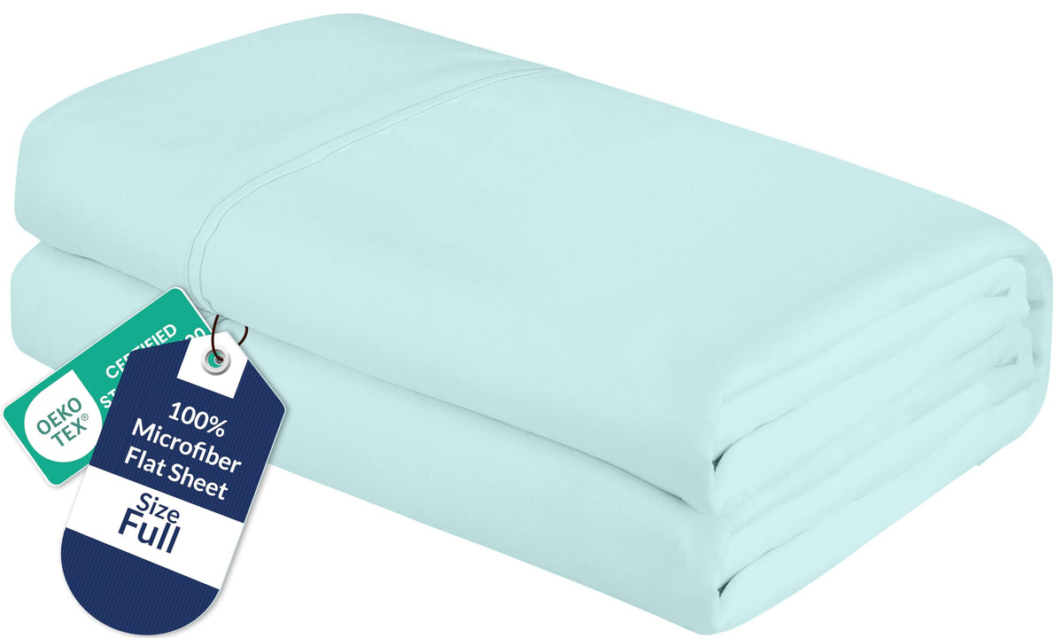 Royale Linens Queen Flat Sheet - Ultra Soft Brushed 1800 Microfiber Flat Sheets Only - Wrinkle Free & Stain Resistant - Hotel Quality Top Sheet for Bed (Queen, White)