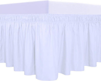 PureFit Wrap Around Ruffled Bed Skirt, White, Queen/King - 18" Drop