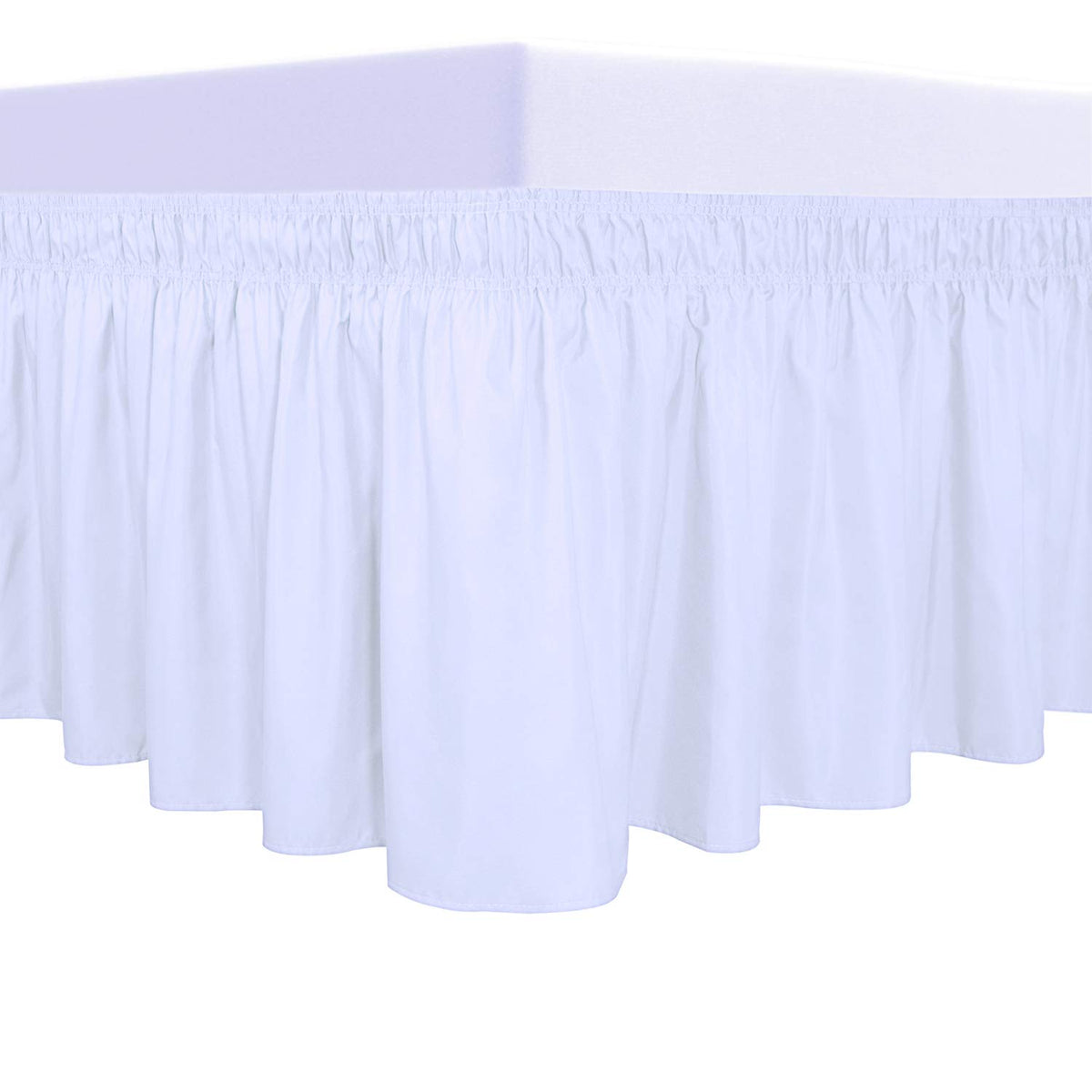 PureFit Wrap Around Ruffled Bed Skirt, White, Queen/King - 18" Drop