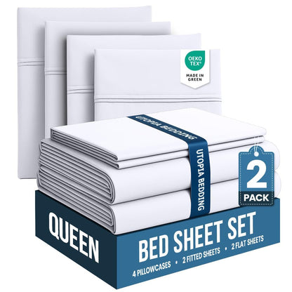Queen Sheets Set, 4 Pieces 16" Deep Pocket Hotel Luxury Bed Sheets, Grey