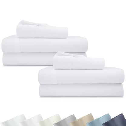 California Design Den Soft 100% Cotton Sateen Queen Bed Sheets Set, White