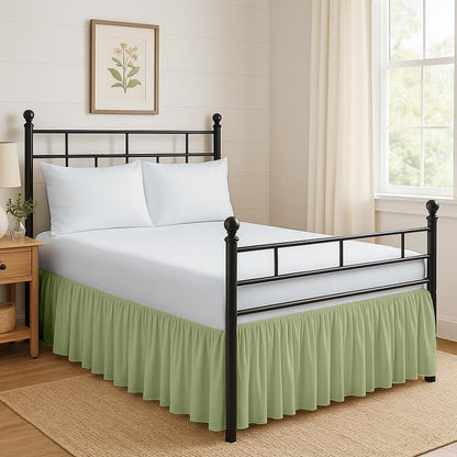 Ruffled Bed Skirt Split Corners with Platform, Tailored Fit Hotel Quality Wrinkle Free Ultra-Soft Microfiber Dust Ruffle, Upto 16 Inch Drop, Queen, White