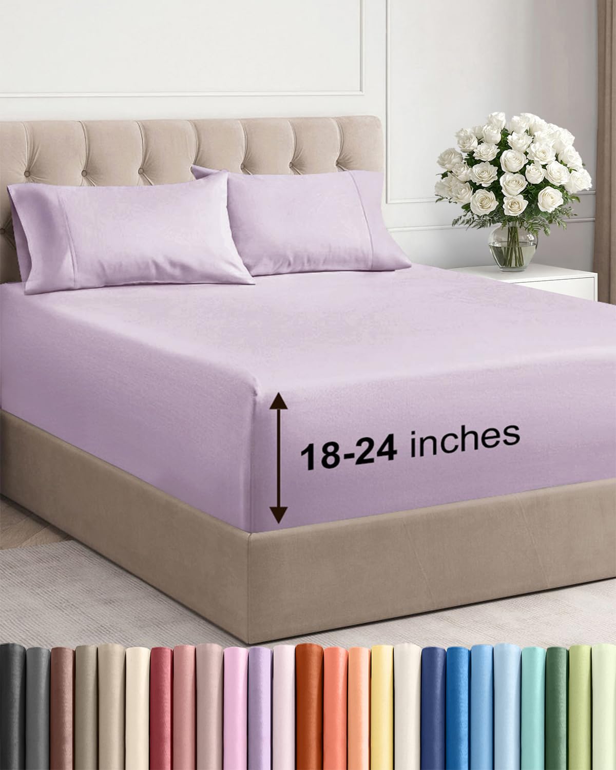 Extra Deep King Sheet Set - 4 Piece Breathable & Cooling - Antique White