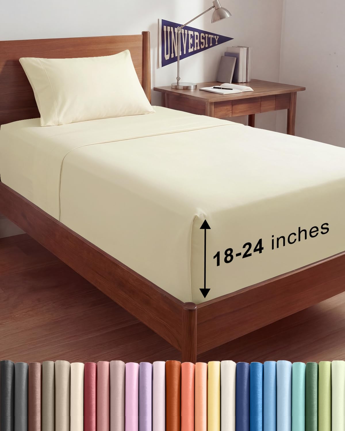 Extra Deep King Sheet Set - 4 Piece Breathable & Cooling - Antique White