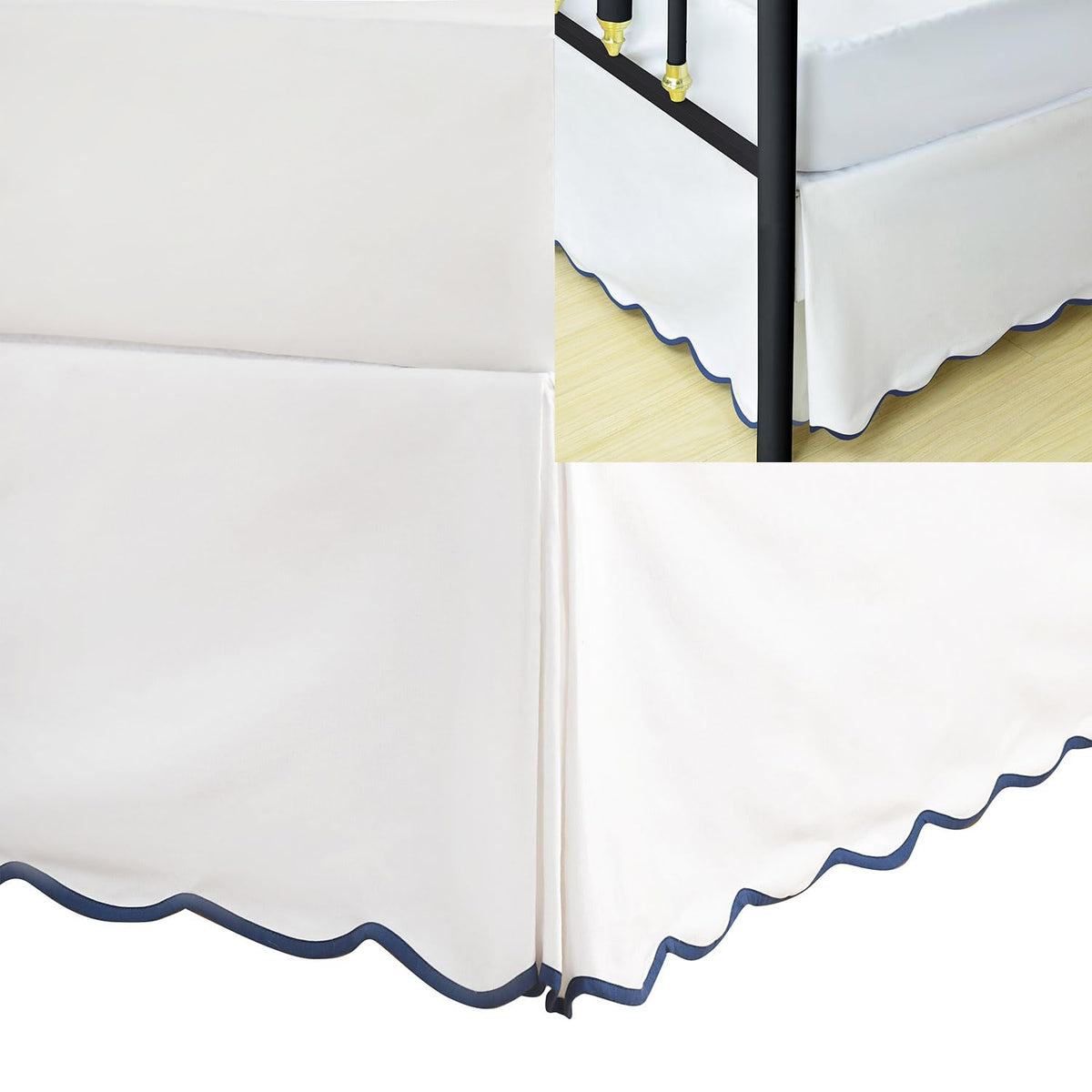 HIG Chic 14'' Queen BedSkirts Scallop Edge Pleated Dust Ruffle