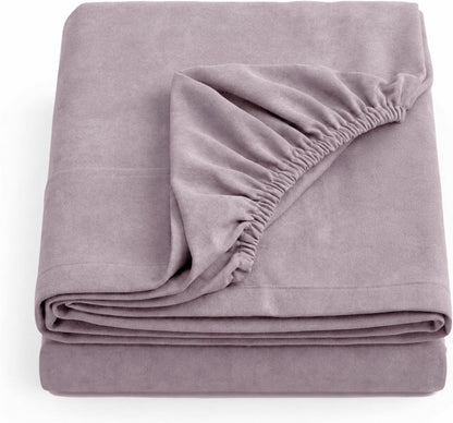 Tribeca Living King Cotton Flannel Flat Sheet Only 170-GSM - Oversized 112 x 106 Inch Dimensions for Generous Bed Coverage - Soft Breathable Bedding in Lavender