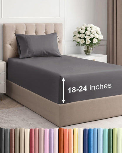 Extra Deep King Sheet Set - 4 Piece Breathable & Cooling - Antique White