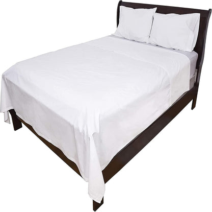 Pacific Linens 1-Piece Flat Bed Sheets - White Poly Cotton, 66 x104 inch Twin Size