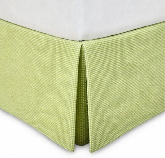 Barefoot Bungalow Coastal Life 100% Cotton Seersucker Gingham Bed Skirt, 15 in. L, Queen, Light Green