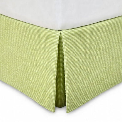 Barefoot Bungalow Coastal Life 100% Cotton Seersucker Gingham Bed Skirt, 15 in. L, Queen, Light Green