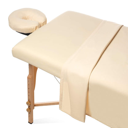 Saloniture 3-Piece Microfiber Massage Table Sheet Set - Premium Facial Bed Cover - Includes Flat and Fitted Sheets with Face Cradle Cover - White