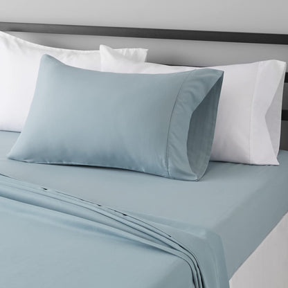 Amazon Basics Lightweight Breathable Wrinkle-Free Brushed Microfiber 3-Piece Bed Sheet Set with 14-Inch Deep Pockets, Twin, Bright White, Solid