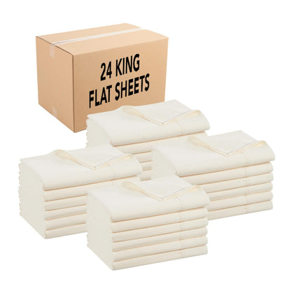 Arkwright Bulk Twin Flat Sheets - Pack of 6 - Soft Brushed Microfiber Hypoallergenic Top Sheet only with Wrinkle Resistant, Bedding Essentials for Hosts and Hotels, Ivory