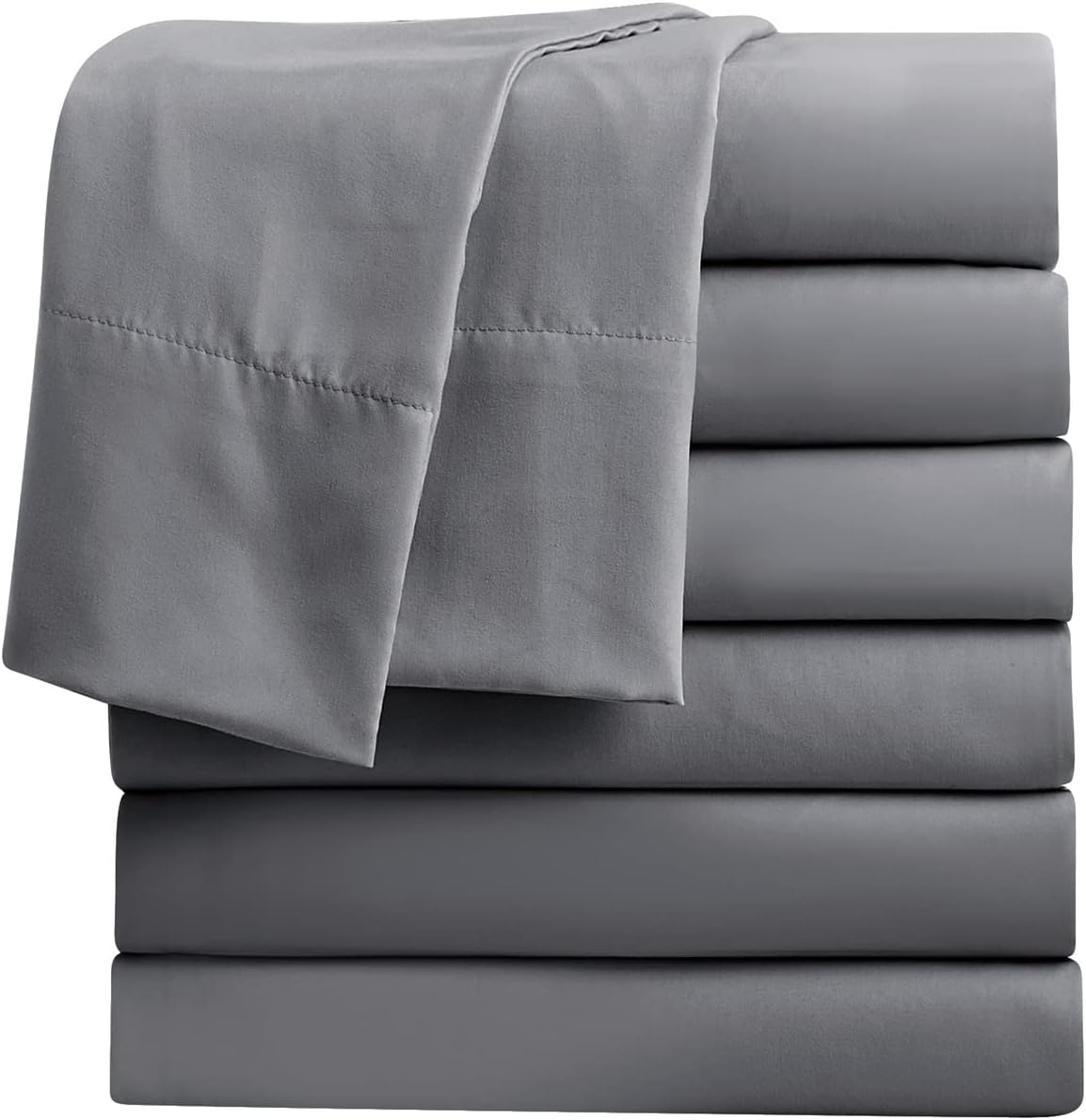 FreshCulture Full Flat Sheets Only, Pack of 6, Soft Microfiber Bedding Sheets for Home, Salons, Hotels, Bulk Flat Sheets Only Full Size (Dark Grey)