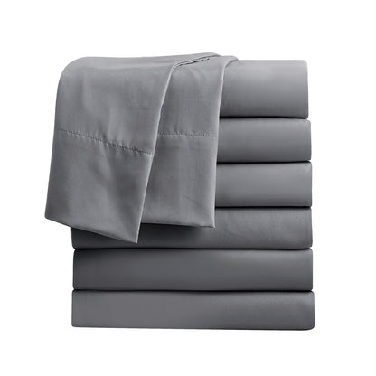FreshCulture Full Flat Sheets Only, Pack of 6, Soft Microfiber Bedding Sheets for Home, Salons, Hotels, Bulk Flat Sheets Only Full Size (Dark Grey)