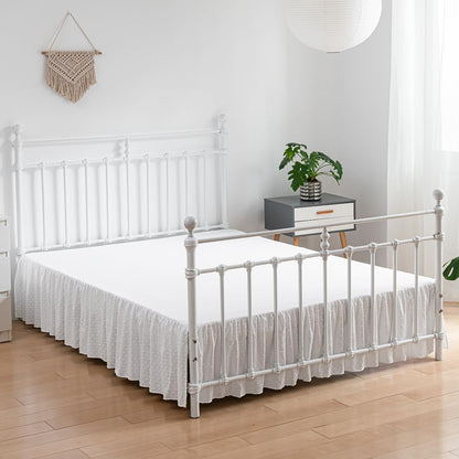 Tufted Dot Bed Skirt Queen Size - Ruffled Bed Skirt with Split Corners