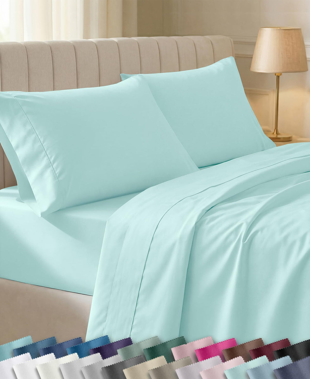 California Design Den Soft 100% Cotton Sateen Queen Bed Sheets Set, White
