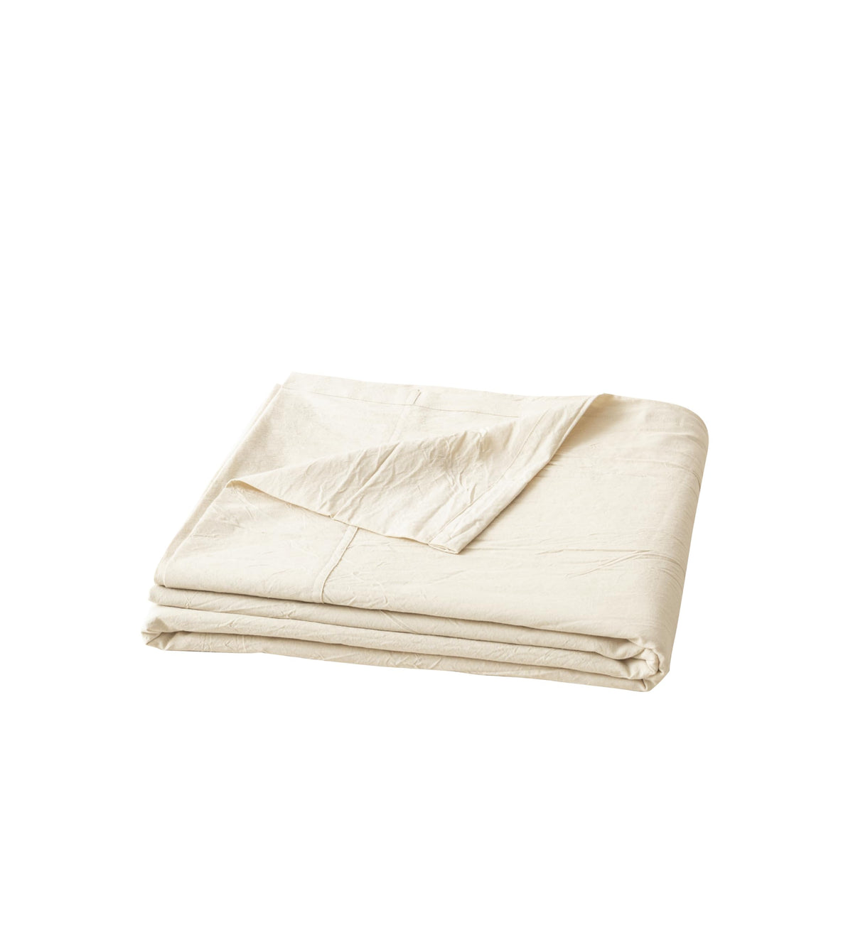 BESTOUCH Queen Flat Sheet 100% Washed Cotton Linen Feel Off White
