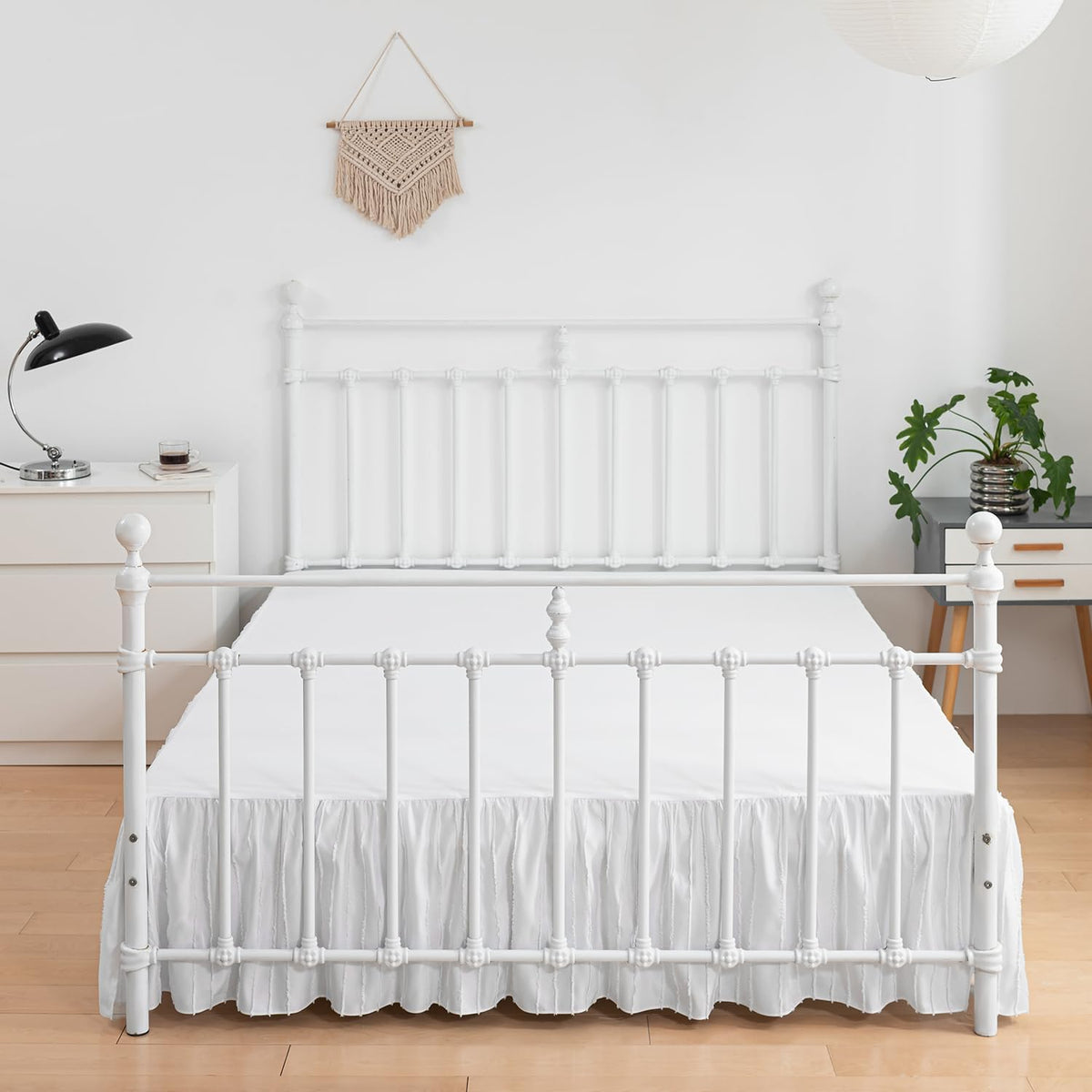 Bed Skirt Full Size, Ruffled Bed Skirts 14 Inch Drop, White