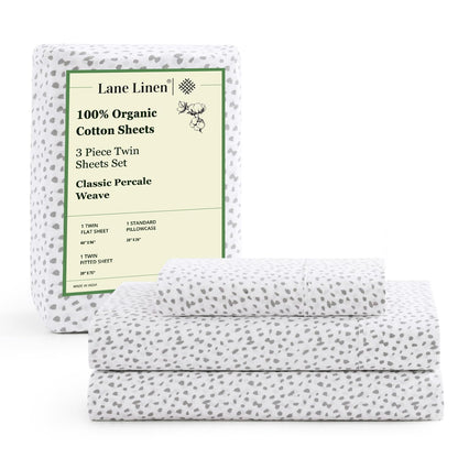 LANE LINEN Queen Sheets 100% Organic Cotton 4pc Percale Cooling - White