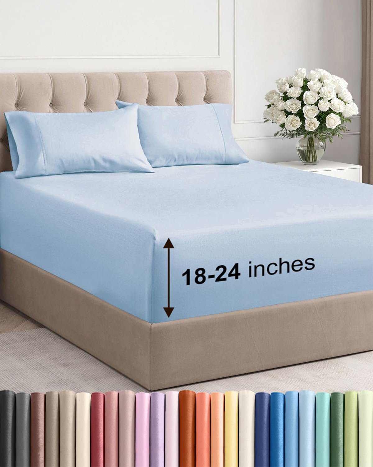 Extra Deep King Sheet Set - 4 Piece Breathable & Cooling - Antique White