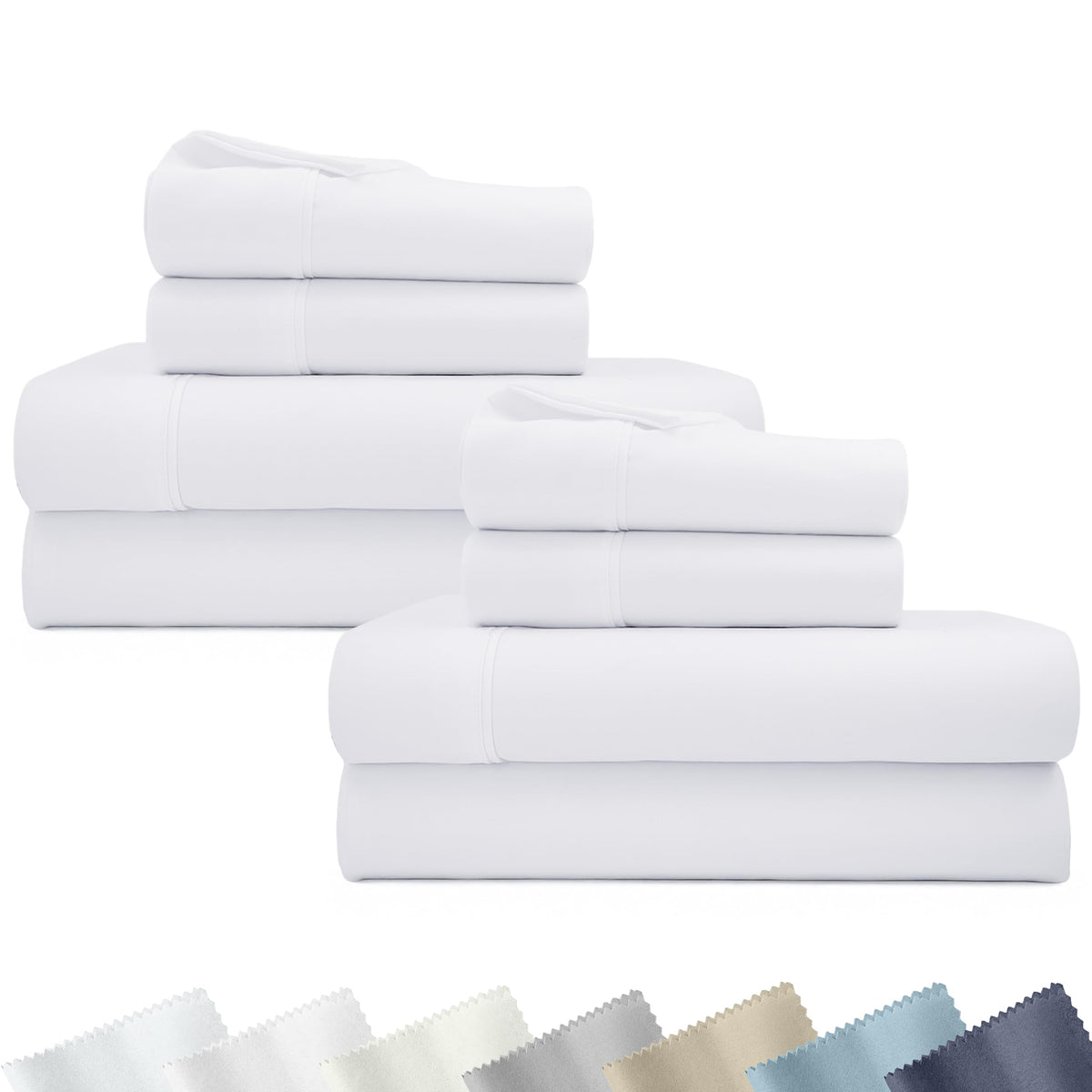California Design Den Soft 100% Cotton Sateen Queen Bed Sheets Set, White