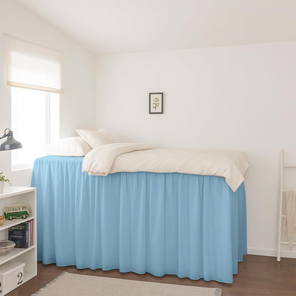 Krishna Dorm Bed Skirt, 100% Microfiber College Bed Skirt Ruffle with Split Corners, Twin XL 32 Inch Drop, White