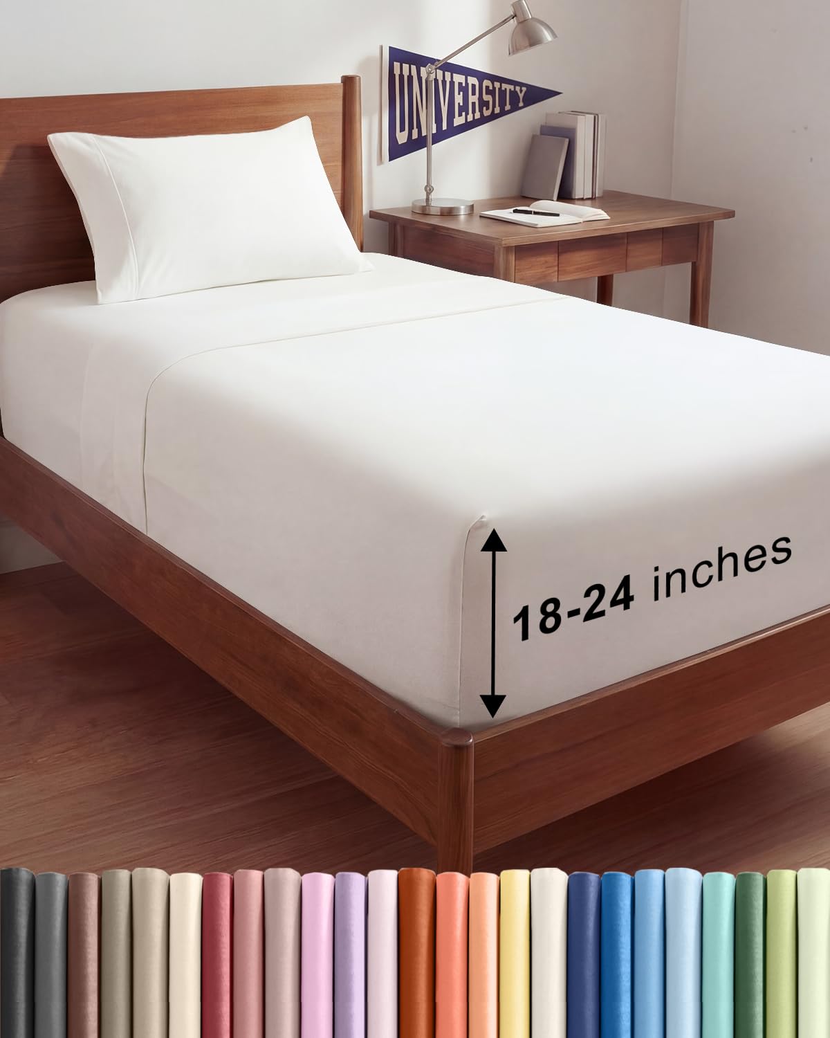 Extra Deep King Sheet Set - 4 Piece Breathable & Cooling - Antique White