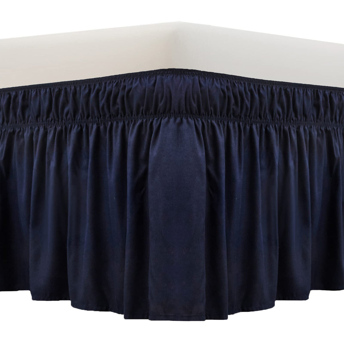MEILA Wrap Around Elastic Bed Skirt for Queen & King Beds, 16" Drop, Beige