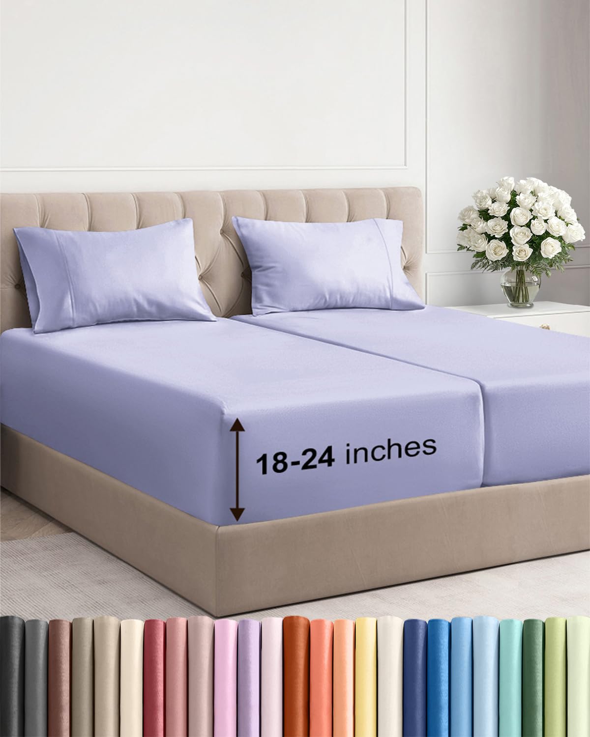 Extra Deep King Sheet Set - 4 Piece Breathable & Cooling - Antique White