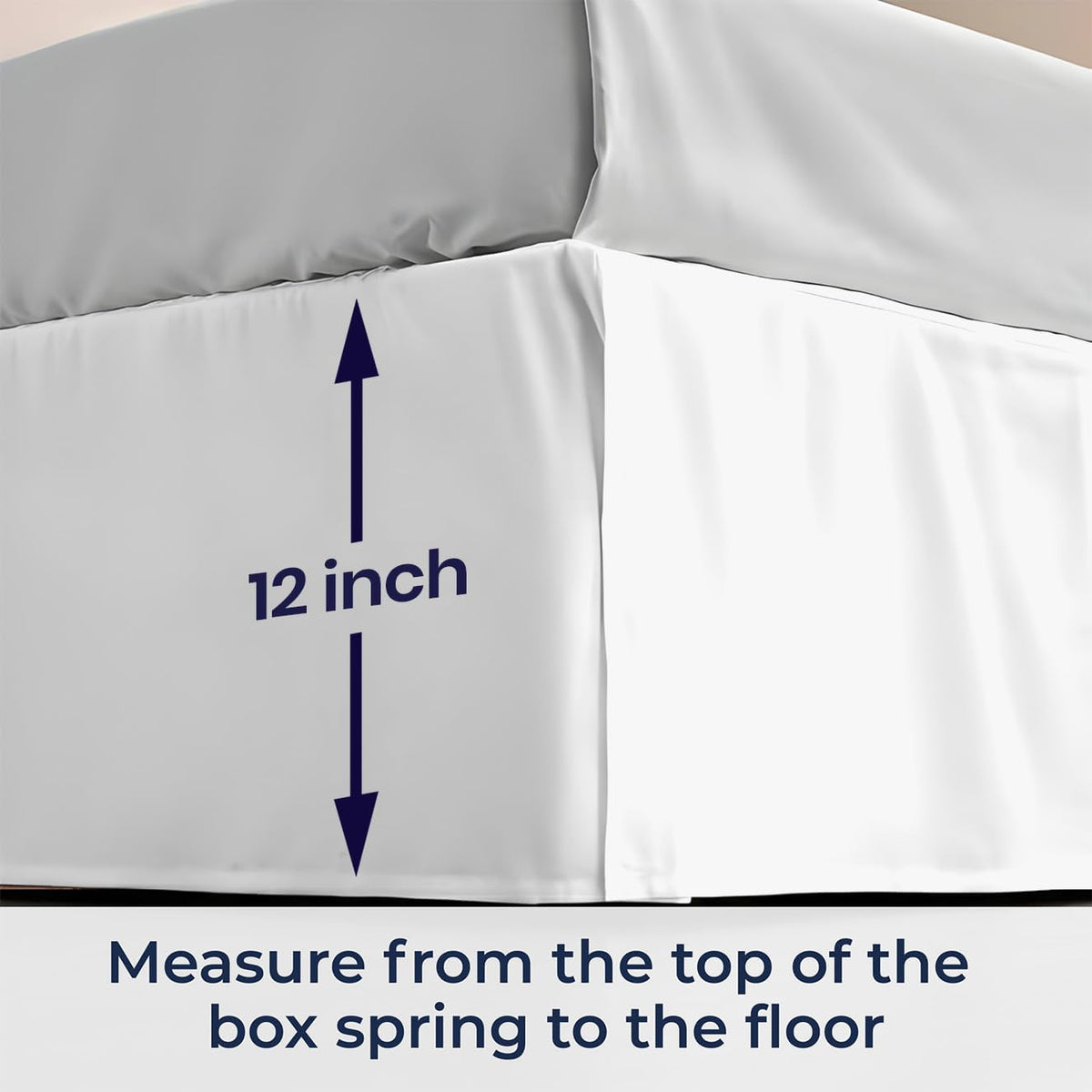 SGI Bedding 12 inch Drop Bed Skirt King Size - Platform Style with Secure Fit, Classic Tailored Look, Elegant Pleated Style Dust Ruffle, Split Corners, Wrinkle Resistant Microfiber - White