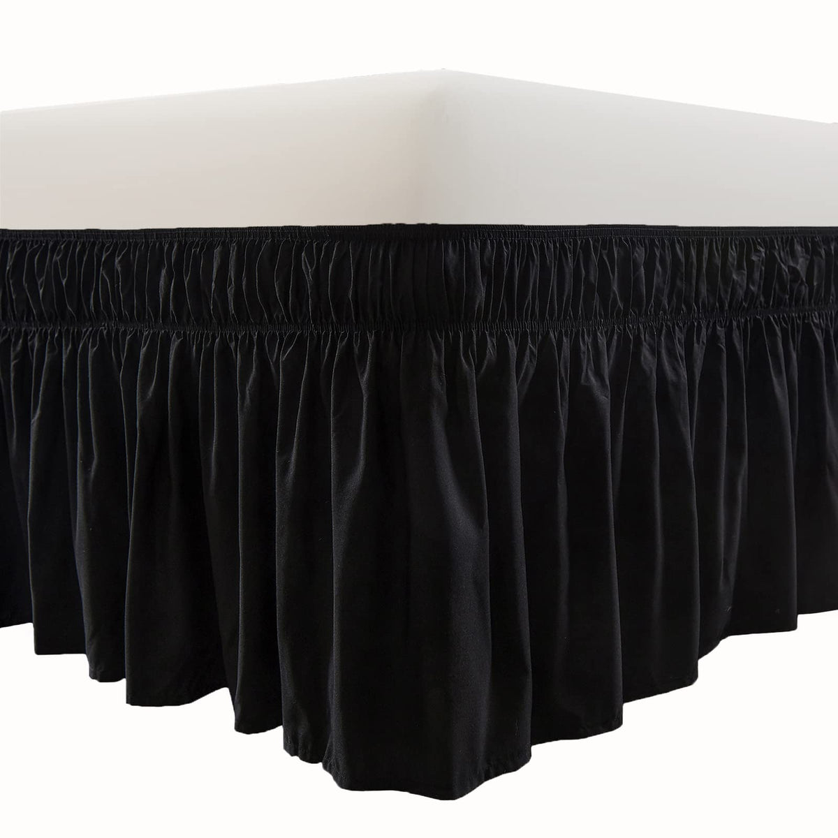 MEILA Wrap Around Elastic Bed Skirt for Queen & King Beds, 16" Drop, Beige
