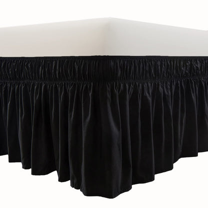 MEILA Wrap Around Elastic Bed Skirt for Queen & King Beds, 16" Drop, Beige
