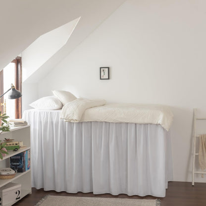 Dorm Room Bed Skirt Twin XL, College DormEssentials - White, 32 Inch