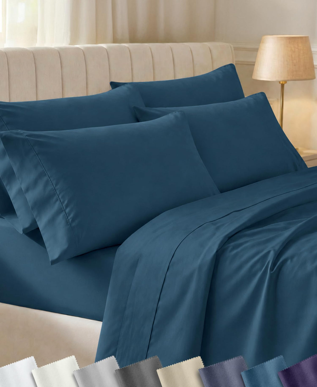 California Design Den Soft 100% Cotton Sateen Queen Bed Sheets Set, White