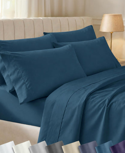 California Design Den Soft 100% Cotton Sateen Queen Bed Sheets Set, White