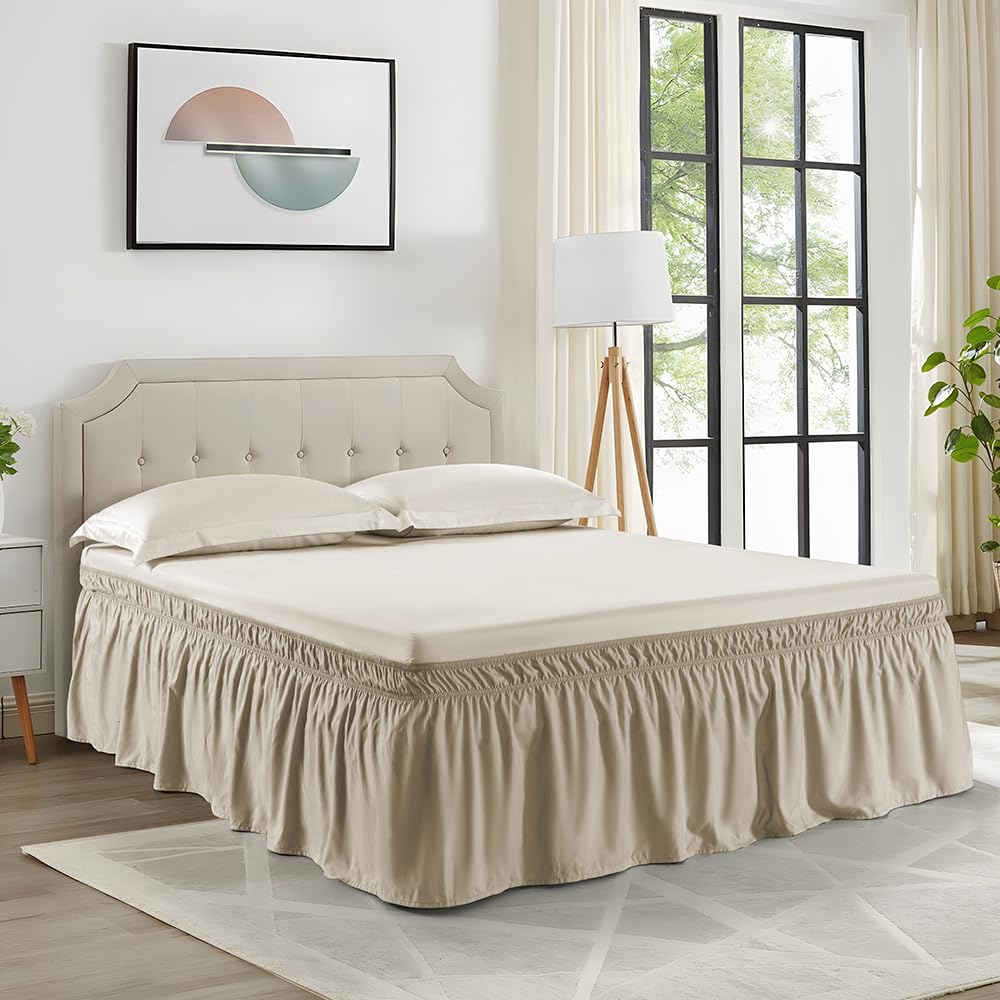 Taupe Wrap Around Bed Skirt,Full/Queen,18" Drop